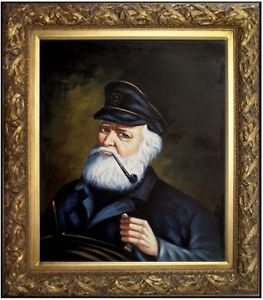 263x300 Framed Quality Hand Painted Oil Painting Repro Old Sea Captain - Old Sea Captain Oil Painting