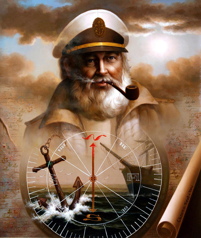 761x900 News Map Captain 5 Or Sea Captain Painting By Yoo Choong Yeul - Old Sea Captain Painting
