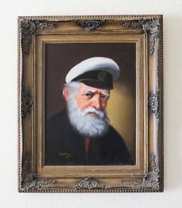 262x300 Vintage Old Sea Captain Oil Painting Signed David Pelbam Nautical - Old Sea Captain Painting
