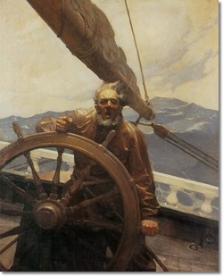 250x309 Boat Captain Paintings - Old Sea Captain Painting