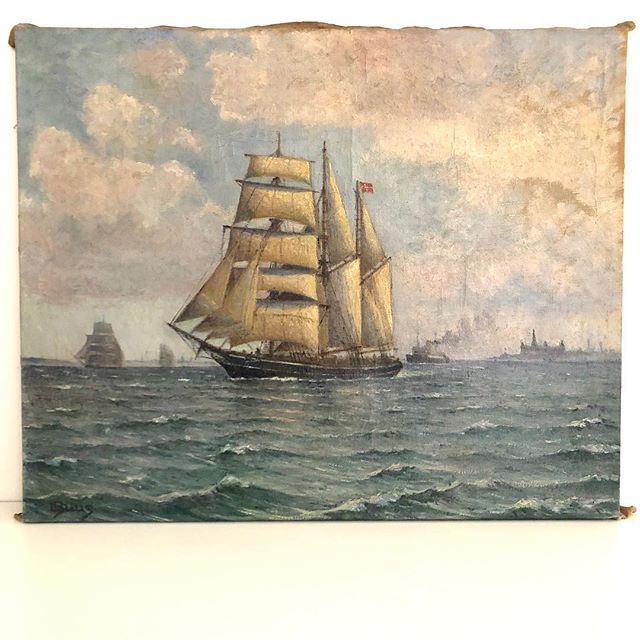 640x640 Old Danish Ship Painting Vintage Art Emporium - Old Ship Painting