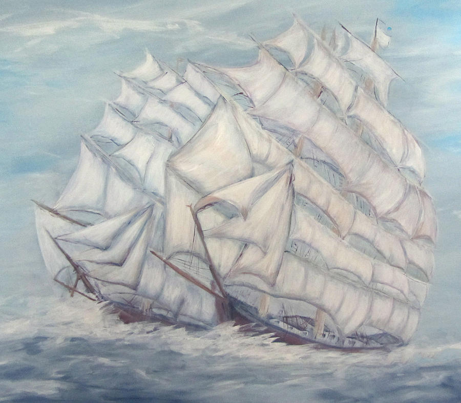 900x787 Old Sailing Ship Painting By Merlene Pozzi - Old Ship Painting