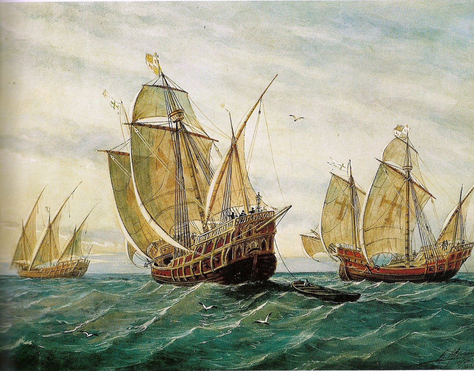 1576x1232 Robert's Old Ships The Many Faces Of The Santa Maria - Old Ship Painting
