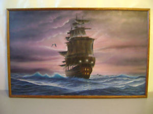 300x225 Ship Painting Old Pirate Ship Painting Authentic Bobby Demonia - Old Ship Painting
