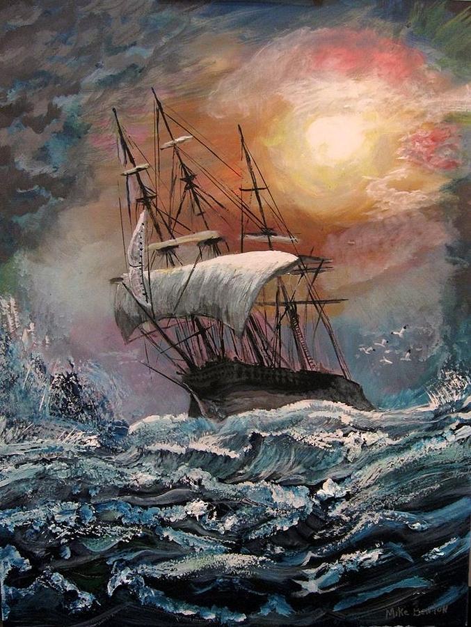 677x900 Old Ship Of Zion Painting By Mike Benton - Old Ship Painting