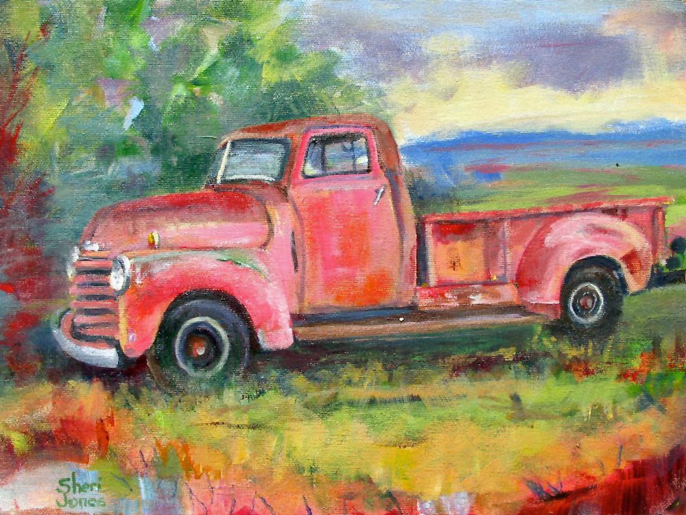 1000x751 Old Truck Painting Kiddos Truck Paint, Paintings - Old Truck Painting