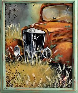 250x300 Old Vintage Rusty Truck Painting Ebay - Old Truck Painting
