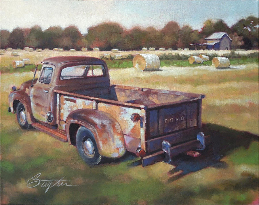 900x714 Farm Truck Painting By Todd Baxter - Old Truck Painting