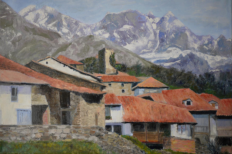 900x599 Old Spanish Village Painting By Olga Yug - Old Village Painting