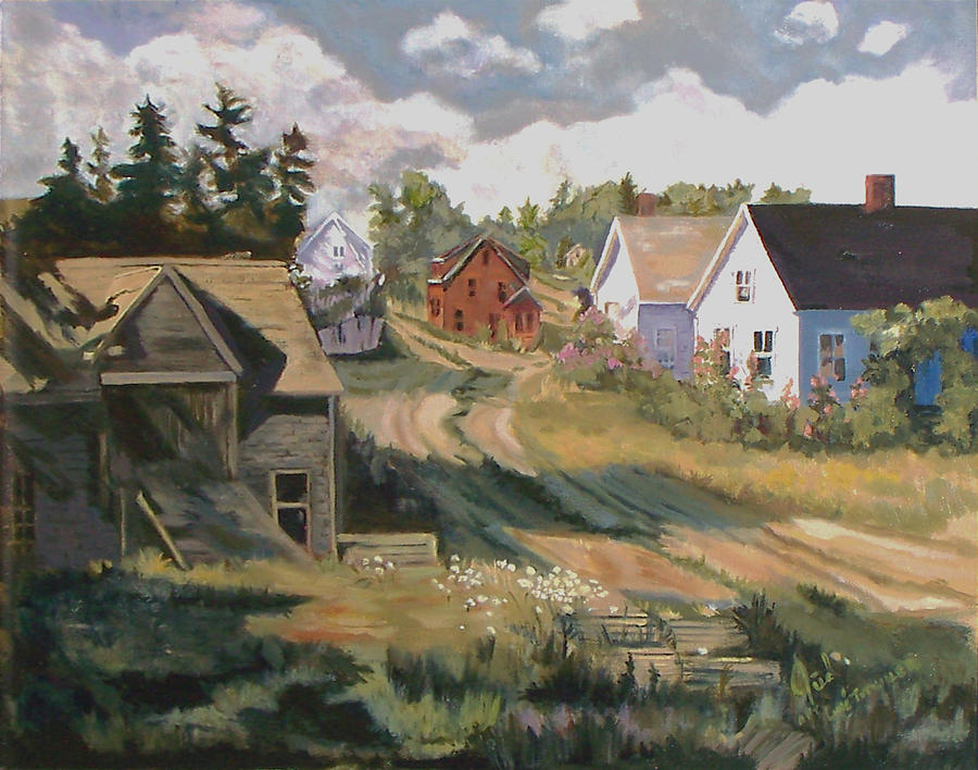 900x708 The Old Village Painting By Judy Ryan - Old Village Painting