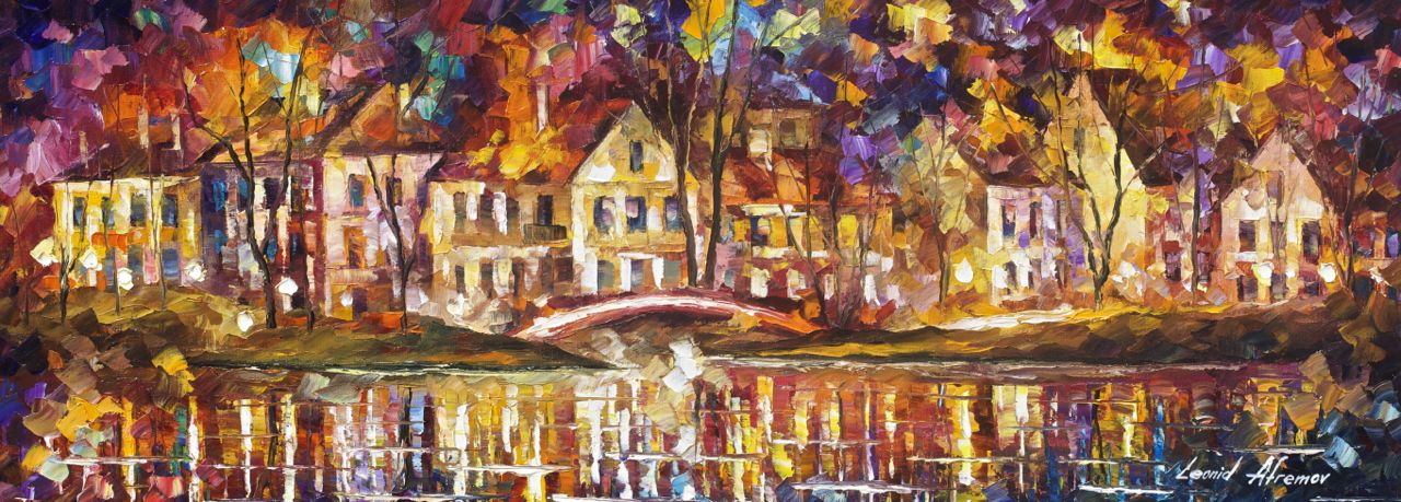 1280x459 Bridge Of The Old Village - Old Village Painting