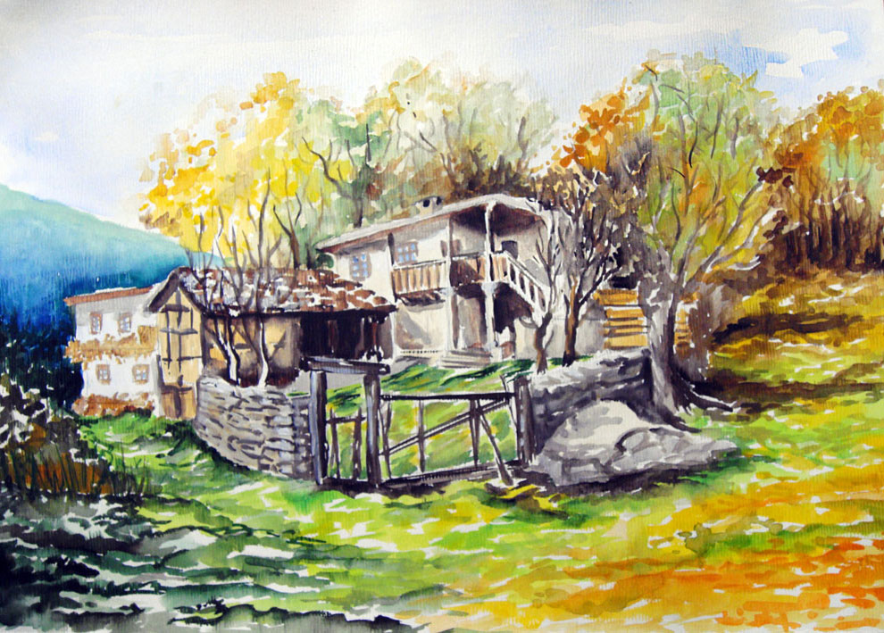 990x709 Hobby Karina Dimitrova - Old Village Painting