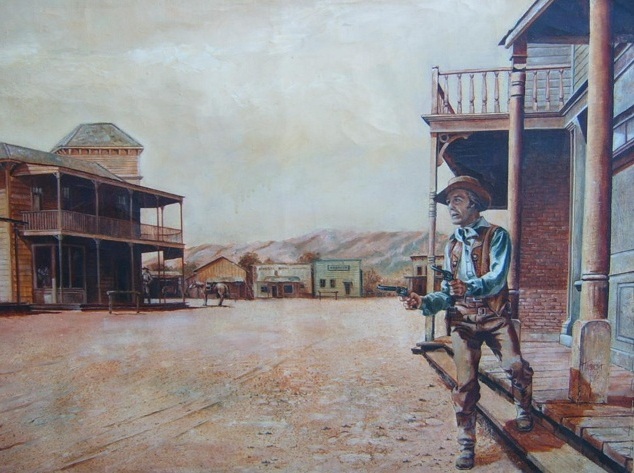 634x473 Old West - Old West Town Painting