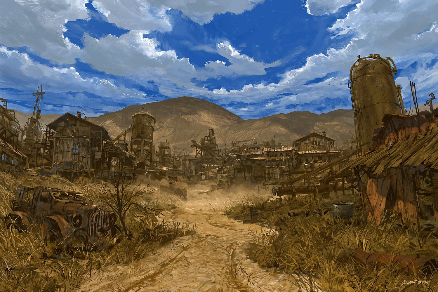 1500x1000 Old West Town Painting - Old West Town Painting