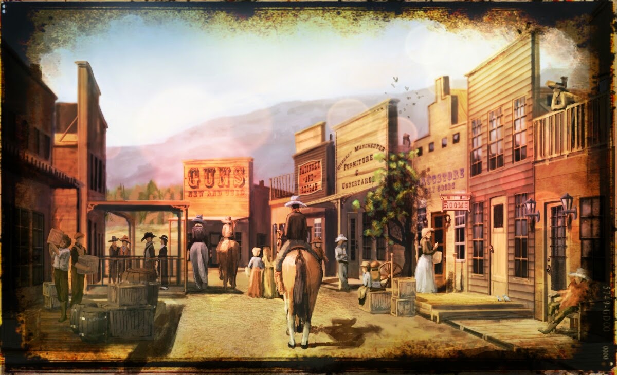 1200x730 Creativity In An Imperfect World October Atc Challenge - Old West Town Painting