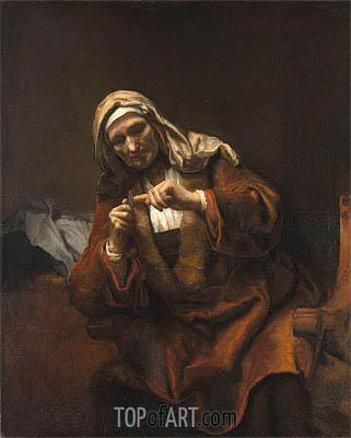 321x400 Old Woman Cutting Her Nails Rembrandt Painting Reproduction - Old Woman Painting