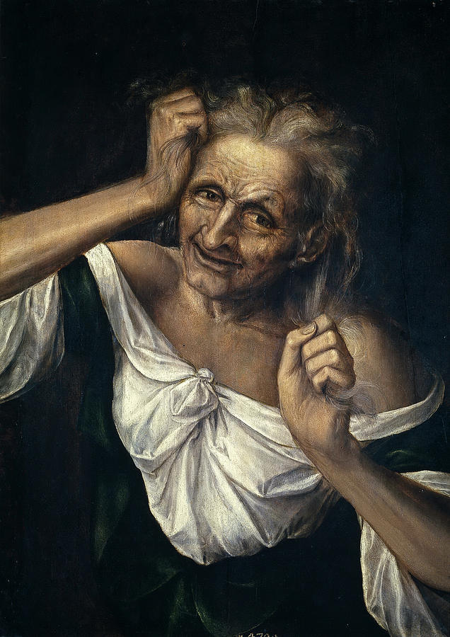 636x900 Old Woman Tearing At Her Hair Painting By Quentin Matsys - Old Woman Painting