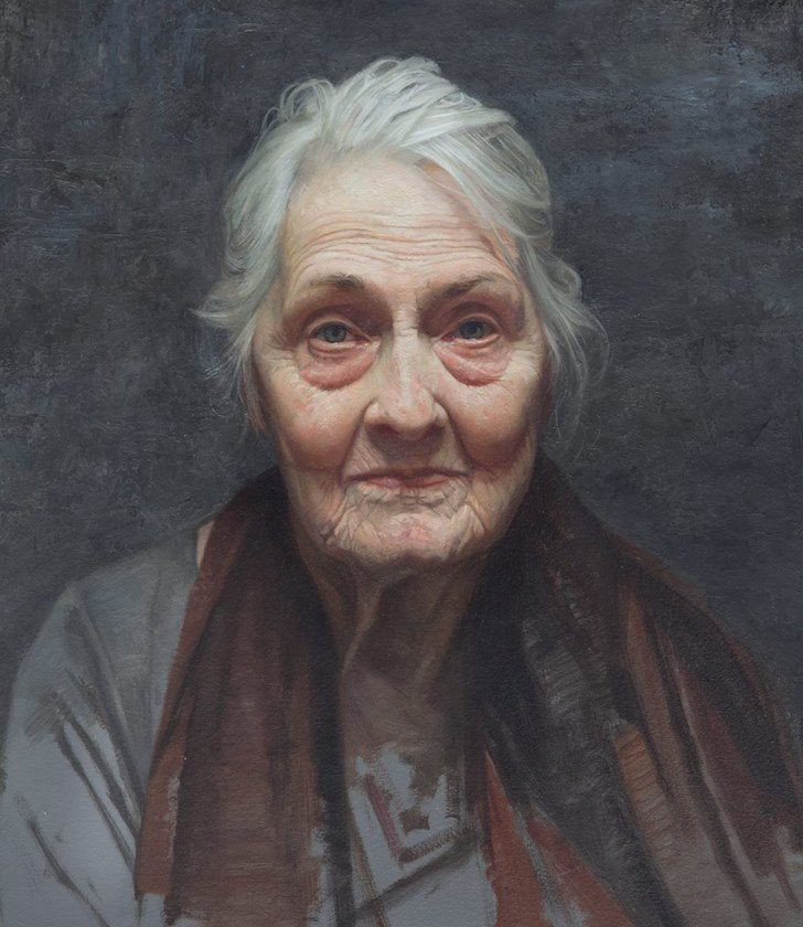 728x840 Old Woman Portrait Painting By David - Old Woman Painting
