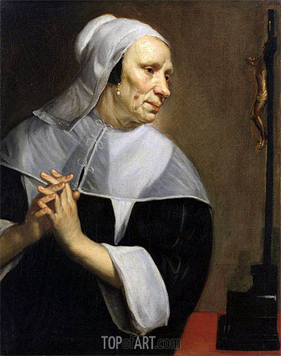400x506 Old Woman Praying Jacob Van Oost Painting Reproduction 5826 - Old Woman Praying Painting