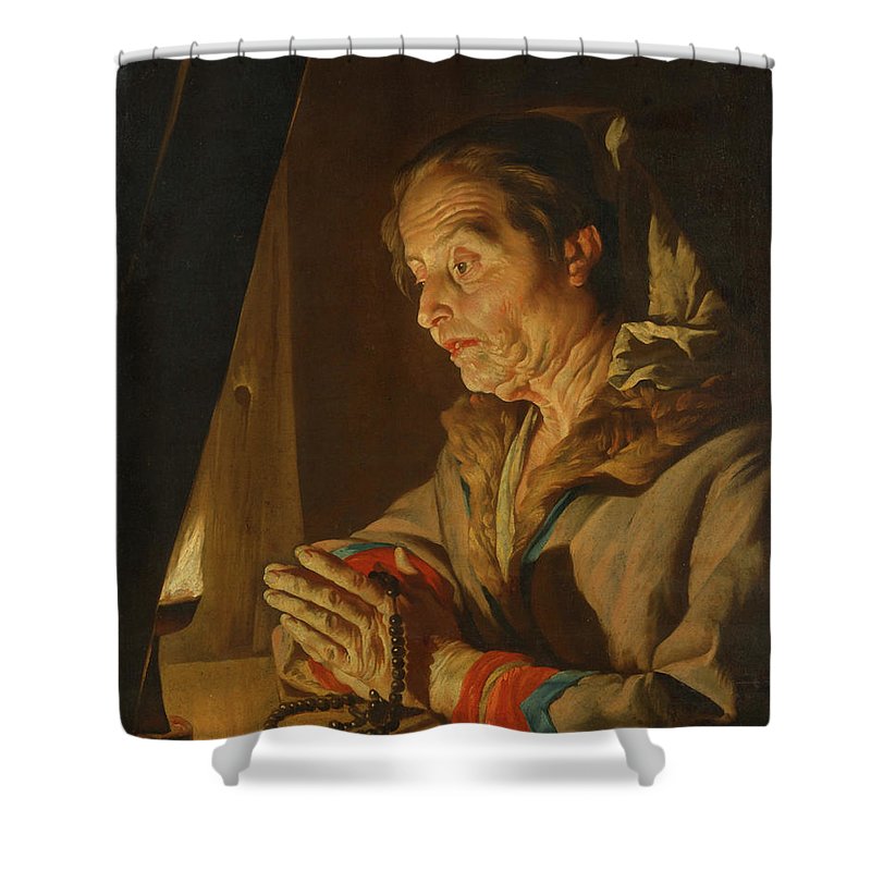 800x800 Old Woman Praying Shower Curtain For Sale By Matthias Stom - Old Woman Praying Painting