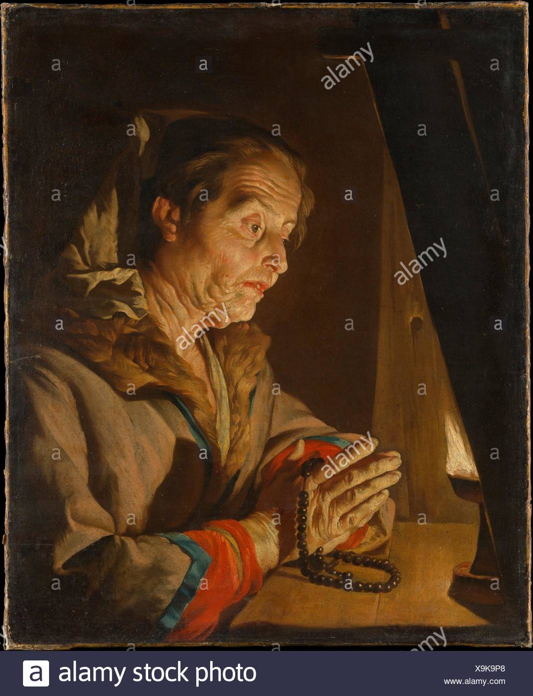 1065x1390 Old Woman Praying. Artist Matthias Stom (Dutch, Amersfoort, Born - Old Woman Praying Painting