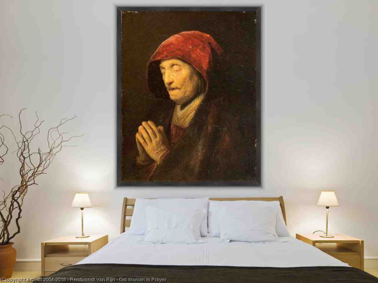 1280x960 Old Woman In Prayer By Rembrandt Van Rijn - Old Woman Praying Painting