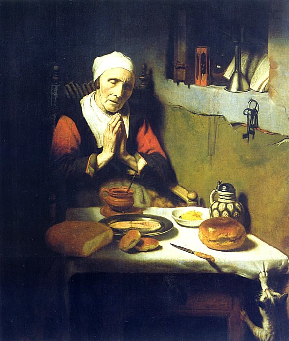 592x700 Communion - Old Woman Praying Painting