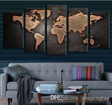 450x422 2018 Fine Art Old World Map Of Canvas Painting Modern Abstract - Old World Map Painting