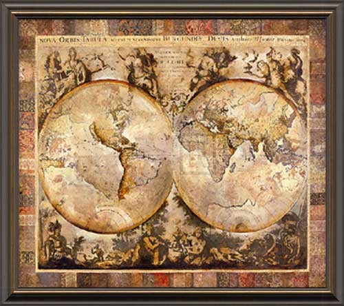 500x444 World Map By Ctart Art Print Framed Unframed At Www For Decor 7 - Old World Map Painting