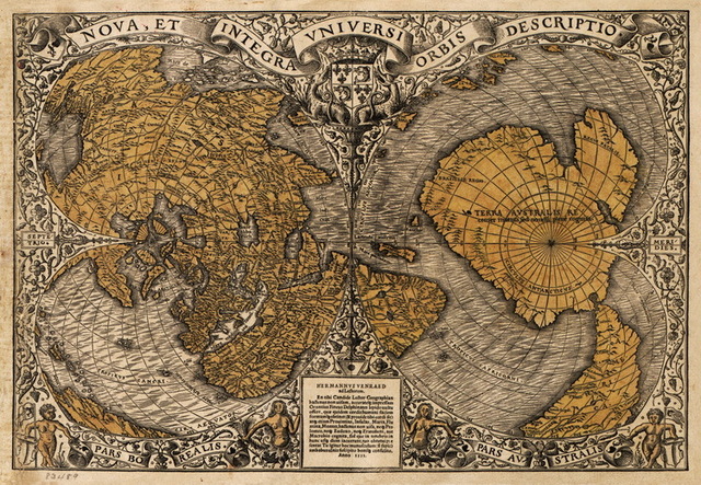 640x443 Canvas Heart Shape Old World Map Of 1531, Oronce Fine Famous Old - Old World Map Painting