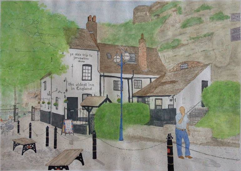 770x548 Saatchi Art Ye Olde Trip To Jerusalem Painting By Andy Stanley - Olde England Painting