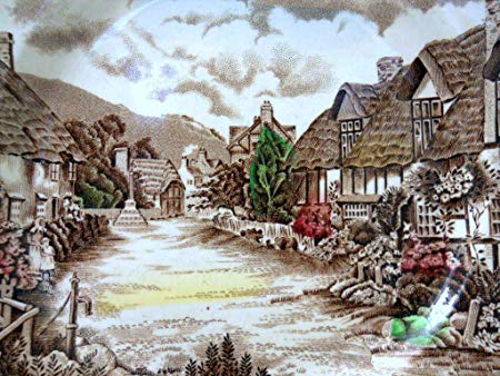 450x338 Set Of 2 Johnson Brothers Olde English Countryside Square Salad - Olde England Painting