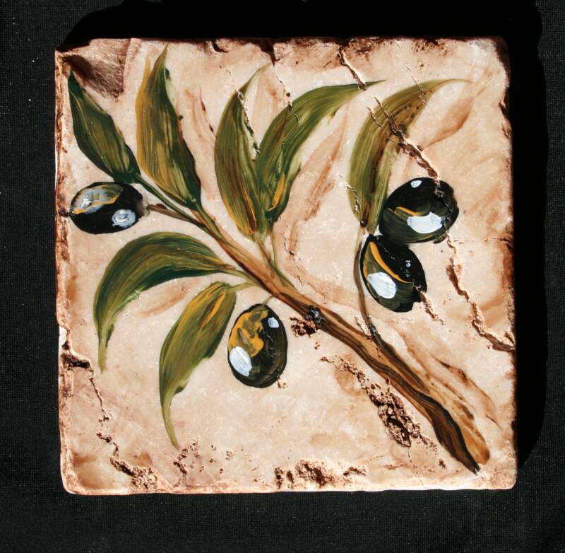800x782 Olive Branch Ii Decorative Tile Inserts - Olive Branch Painting