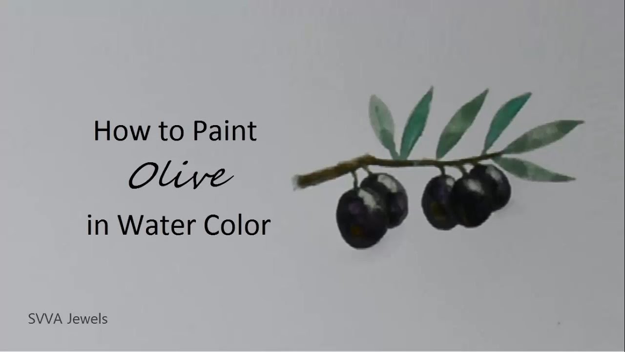 1280x720 How To Paint Olive Fruit With Branch And Leaves In Watercolor - Olive Branch Painting