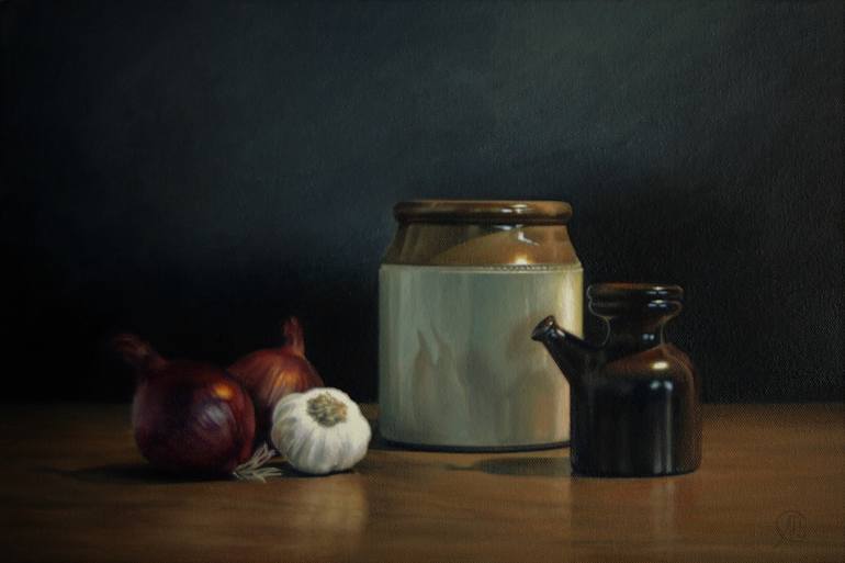 770x513 Saatchi Art Still Life With An Olive Oil Cruet Painting By - Olive Oil Painting
