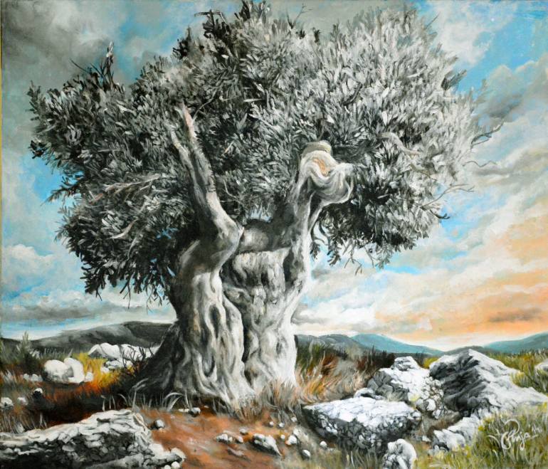 770x659 Saatchi Art Olive Tree Painting By Anja Kuzmic - Olive Tree Painting