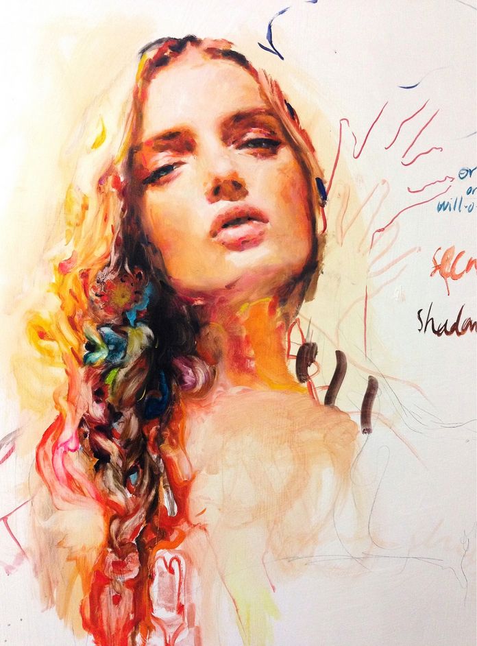 696x942 Studded Hearts Charmaine Olivia Lily Donaldson Art Painting - Olivia Painting