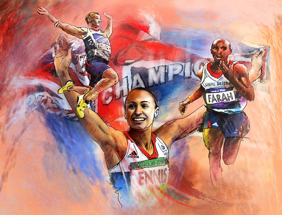 900x688 The Olympics Night Of Gold Painting By Miki De Goodaboom - Olympic Painting