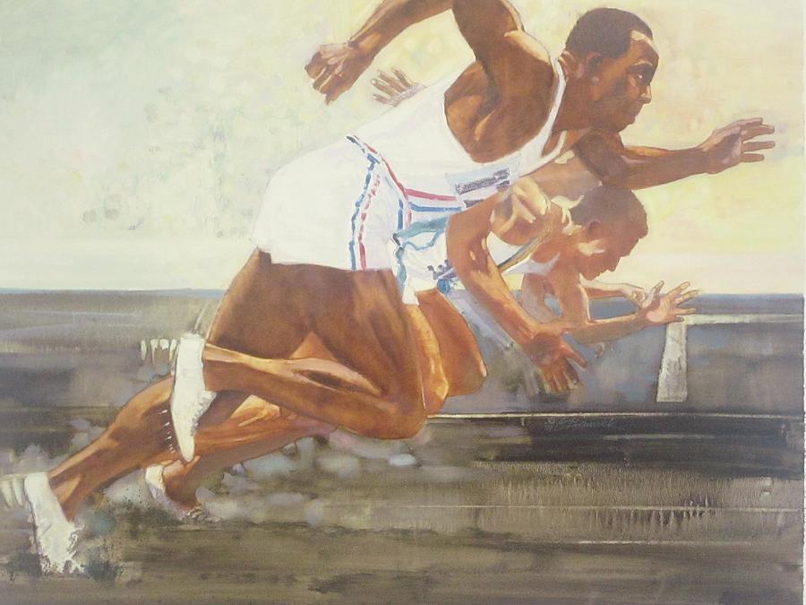 900x675 Jesse Owens 1936 Olympics Painting By Chuck Hamrick - Olympic Painting