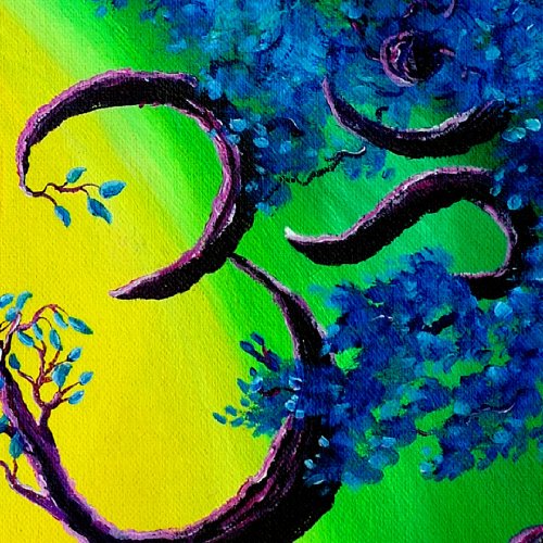 500x500 Om Tree Of Life Meditation Iverson Original Painting - Om Canvas Painting