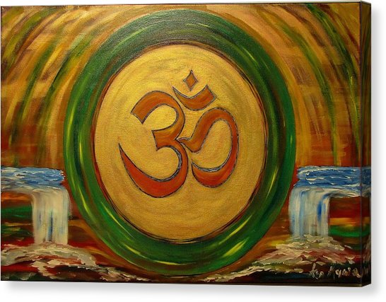546x427 Golden Om Painting By Madhusudan Kawa - Om Canvas Painting