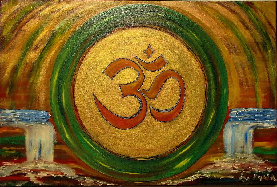 900x608 Golden Om Painting By Madhusudan Kawa - Om Painting