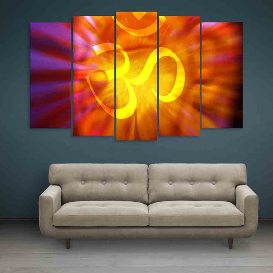 900x900 Multiple Frames Om Wall Painting (150cm X 76cm) - Om Painting