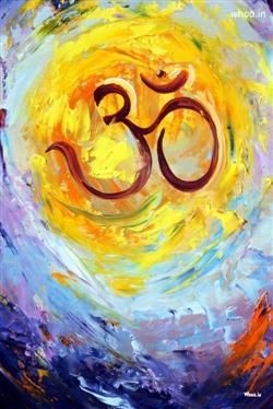 250x374 Om Hand Painting With Multi Color Background Hd Image, Om - Om Painting