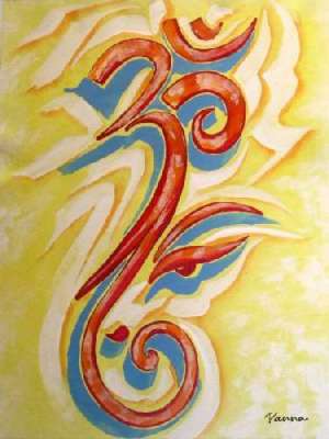 300x400 Abstract Paintings Of Lord Ganesha Amp Om - Om Painting