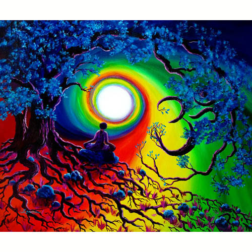 500x500 Om Tree Of Life Meditation Original Painting Zenbreeze Art Gallery - Om Painting