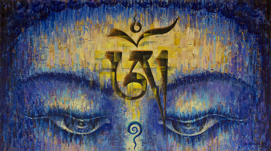 900x501 Tibetan Om Painting By Vrindavan Das - Om Painting
