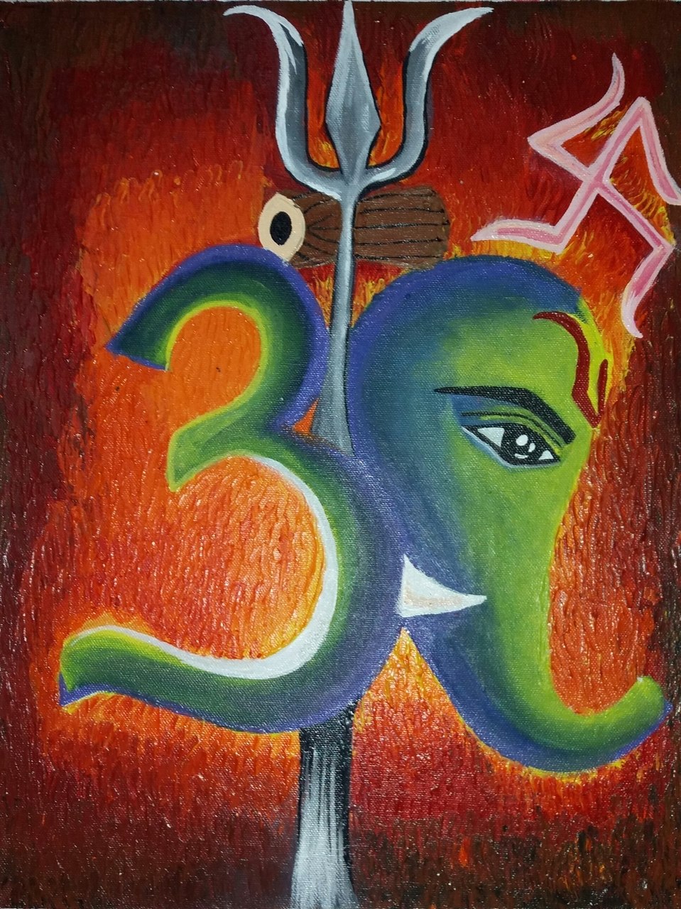 959x1280 Buy Formation Of Lord Ganesh In Spiritual Om Handmade Painting By - Om Painting