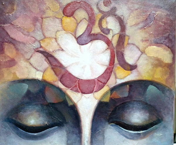 600x494 Welcome To Third Eye - Om Painting On Canvas