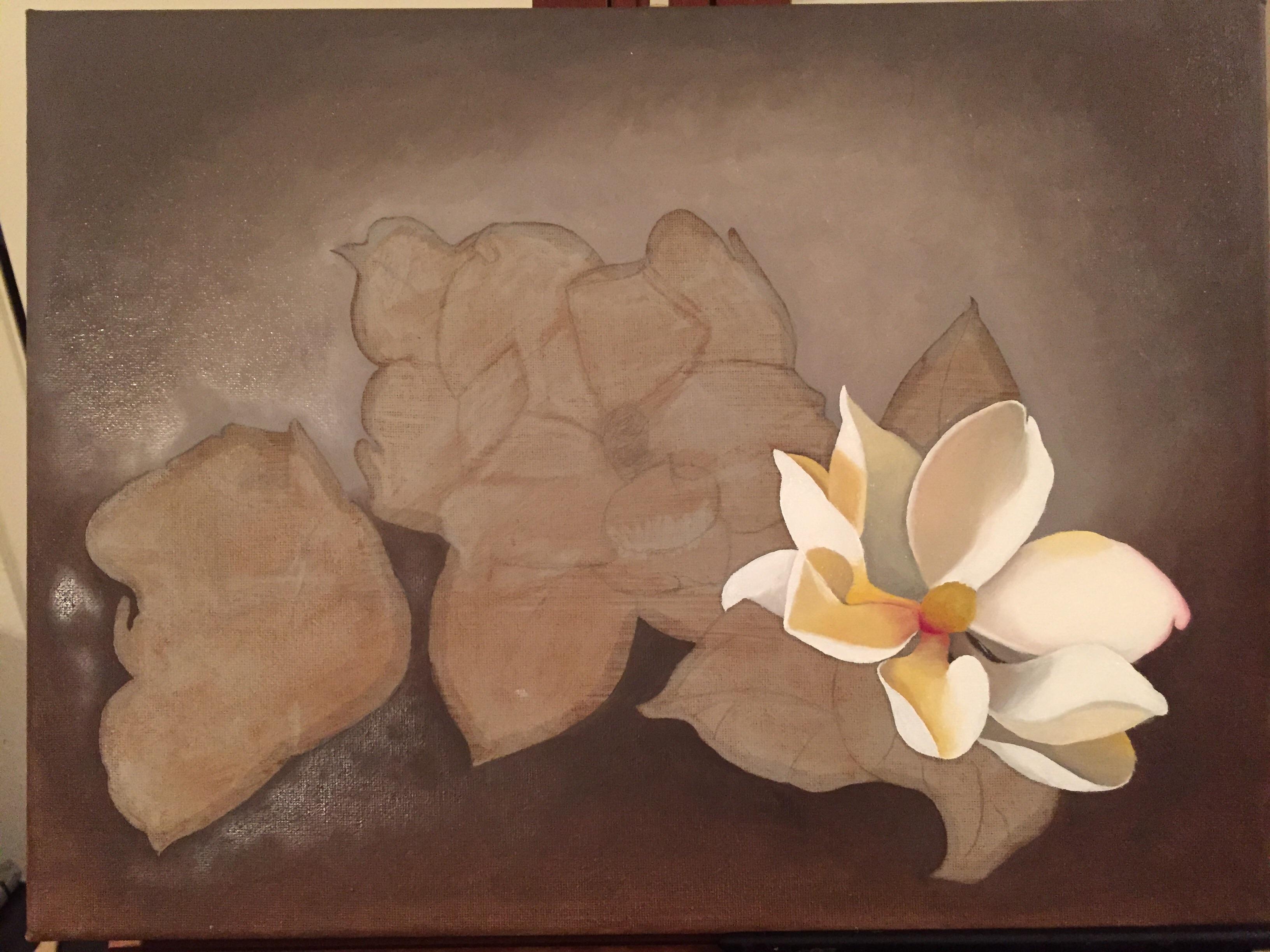 3264x2448 One Flower Finished So Far. Magnolia Painting For My Grandma - One Flower Painting